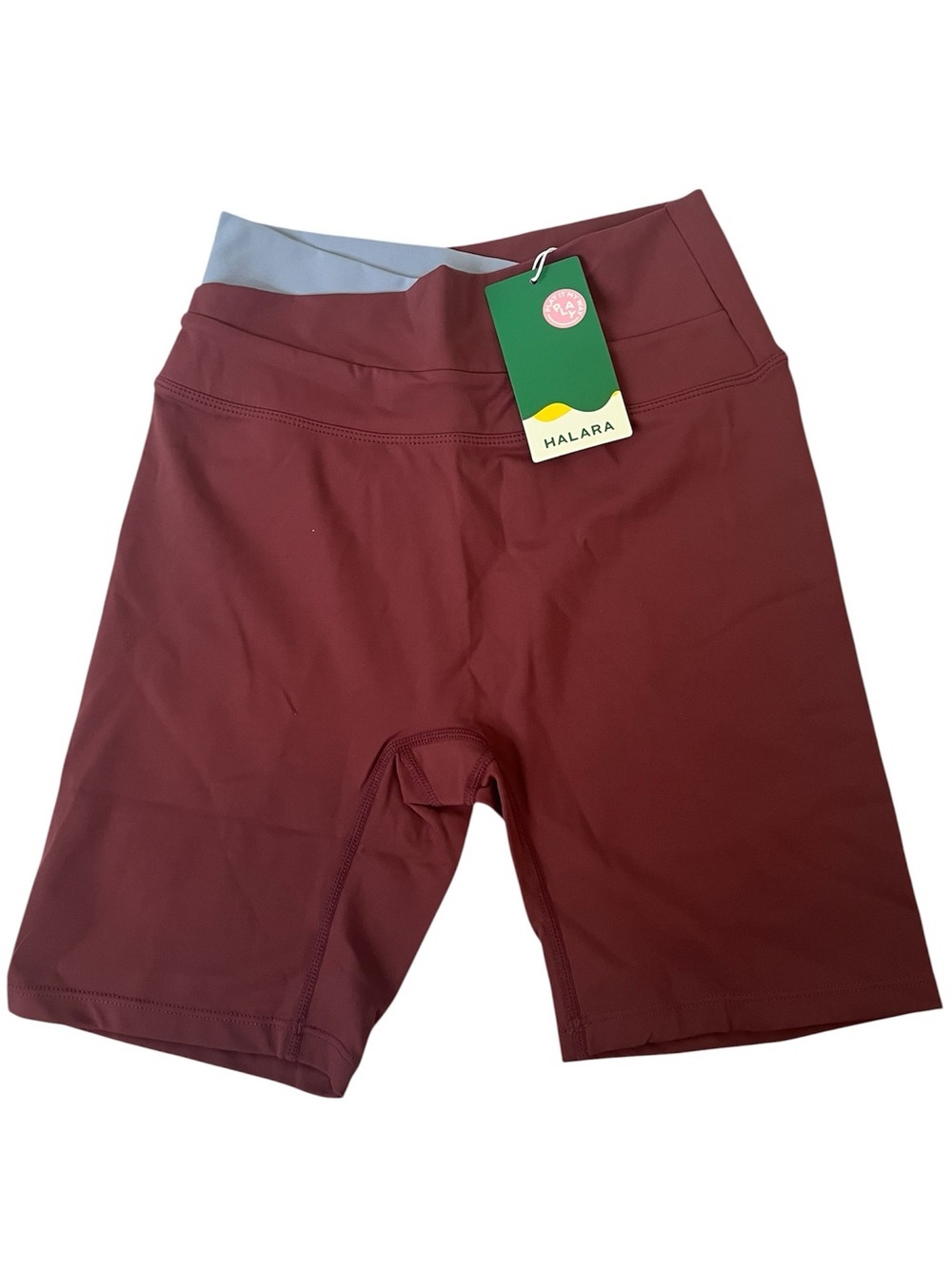 Halara Burgundy Crossover Biker Shorts Small NWT High Waisted Athleisure